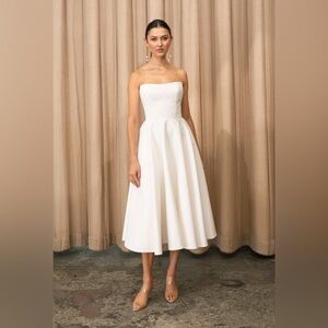 Jenny Yoo Carrie Ivory Midi Dress